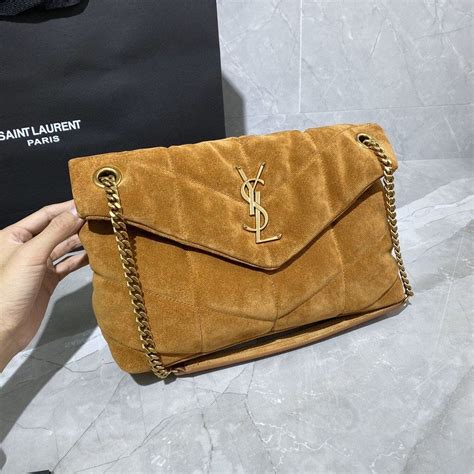 tan suede ysl bag